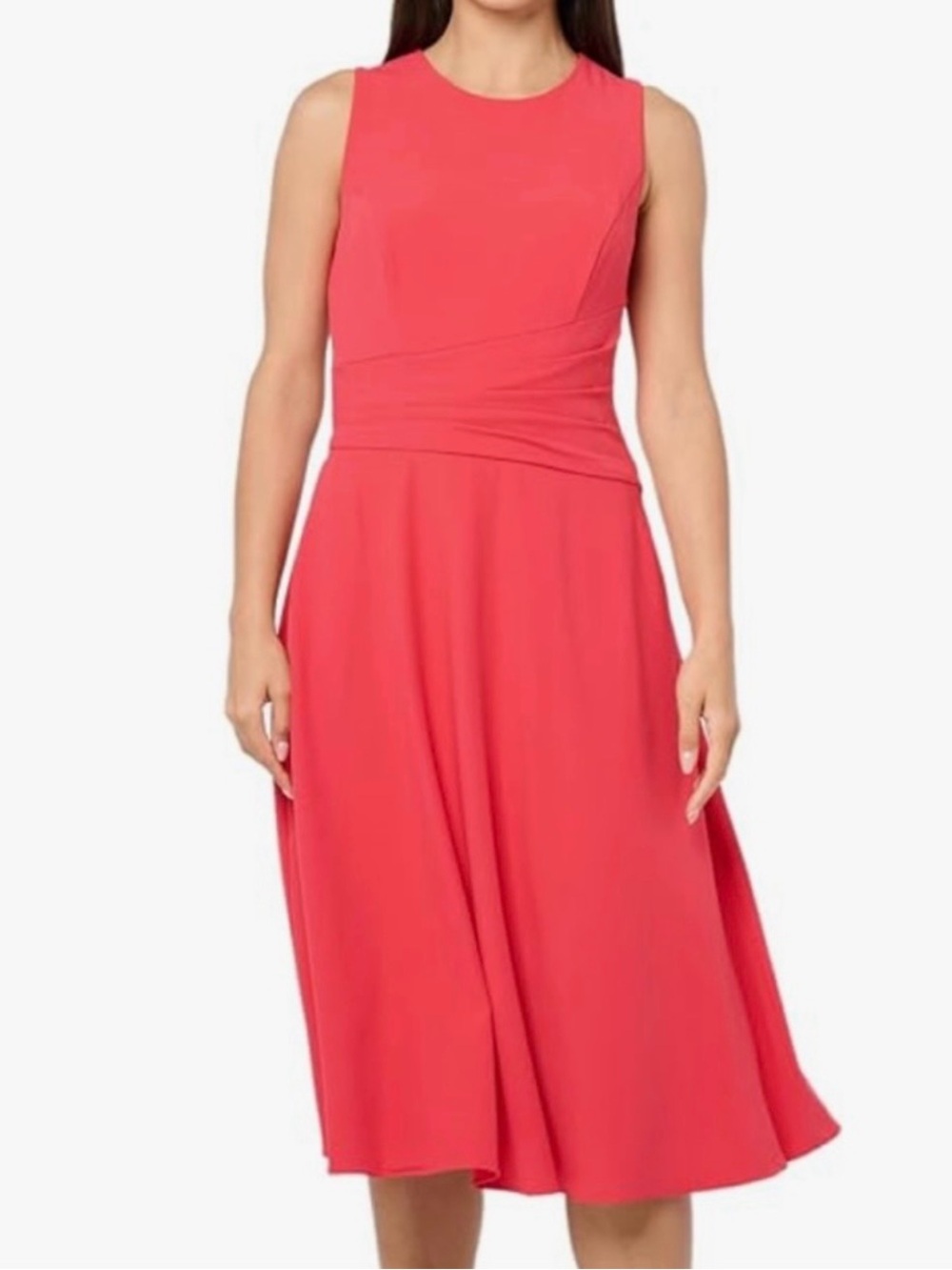 NWT Eliza J Sleeveless Coral Fit-and-Flare Midi Dress - Size: 10
